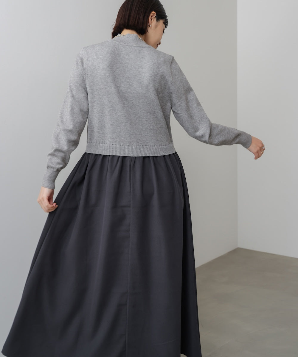 布帛ドッキングニットワンピース