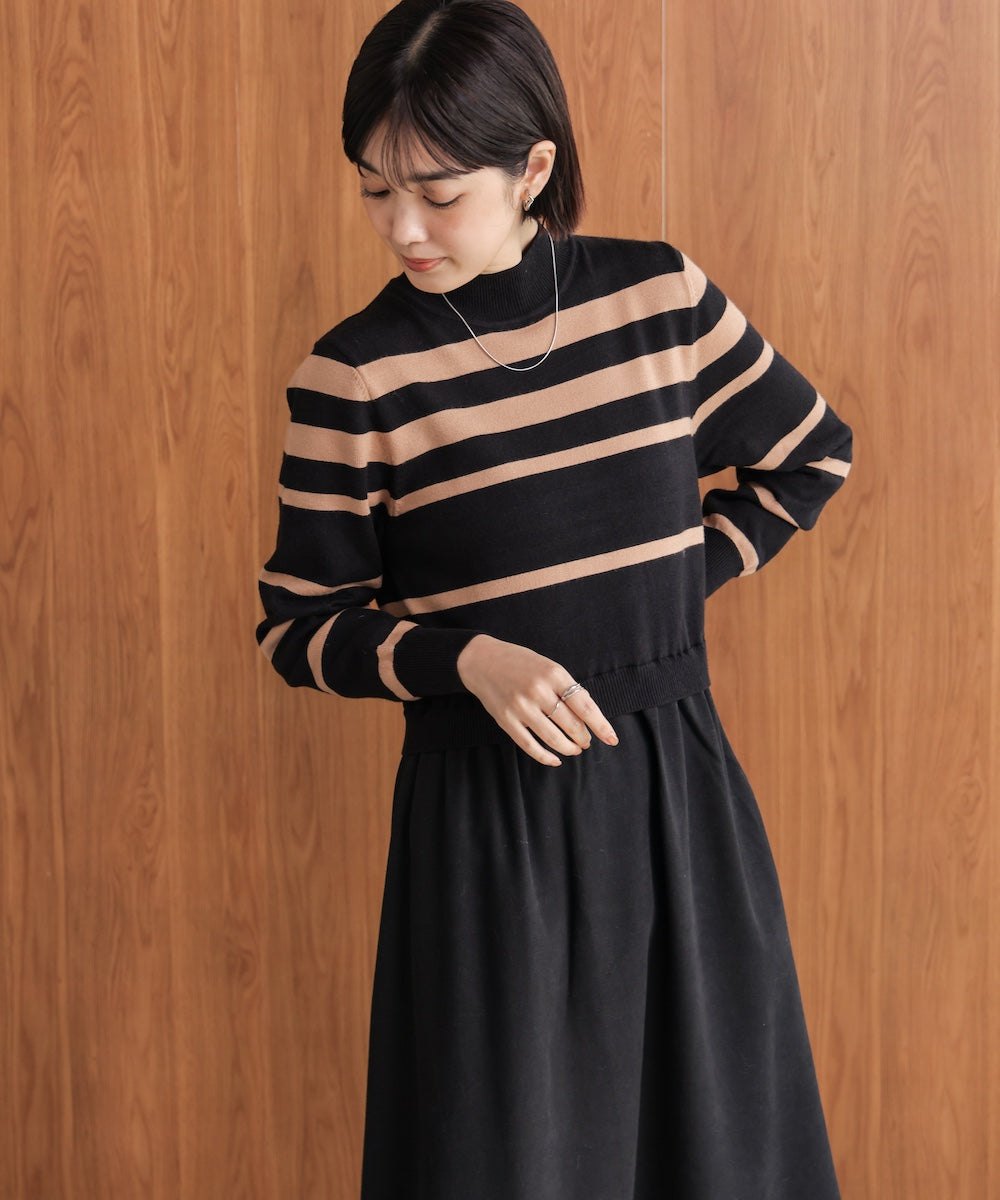 布帛ドッキングニットワンピース