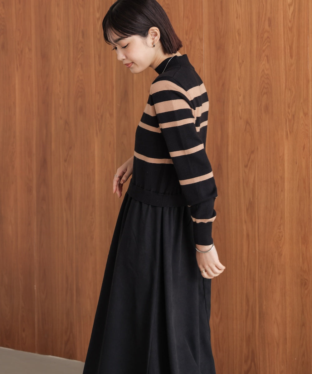 布帛ドッキングニットワンピース