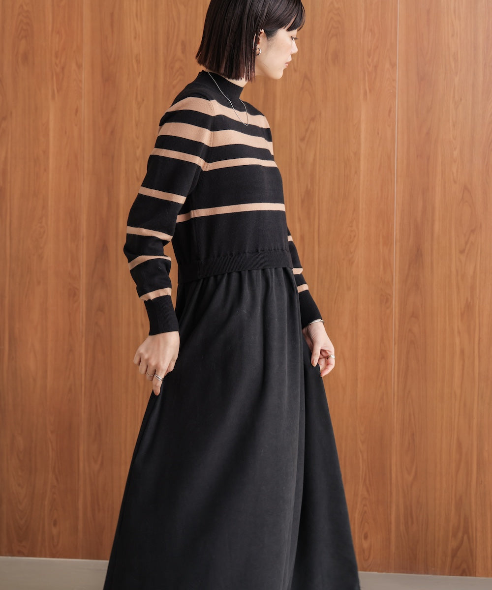 布帛ドッキングニットワンピース