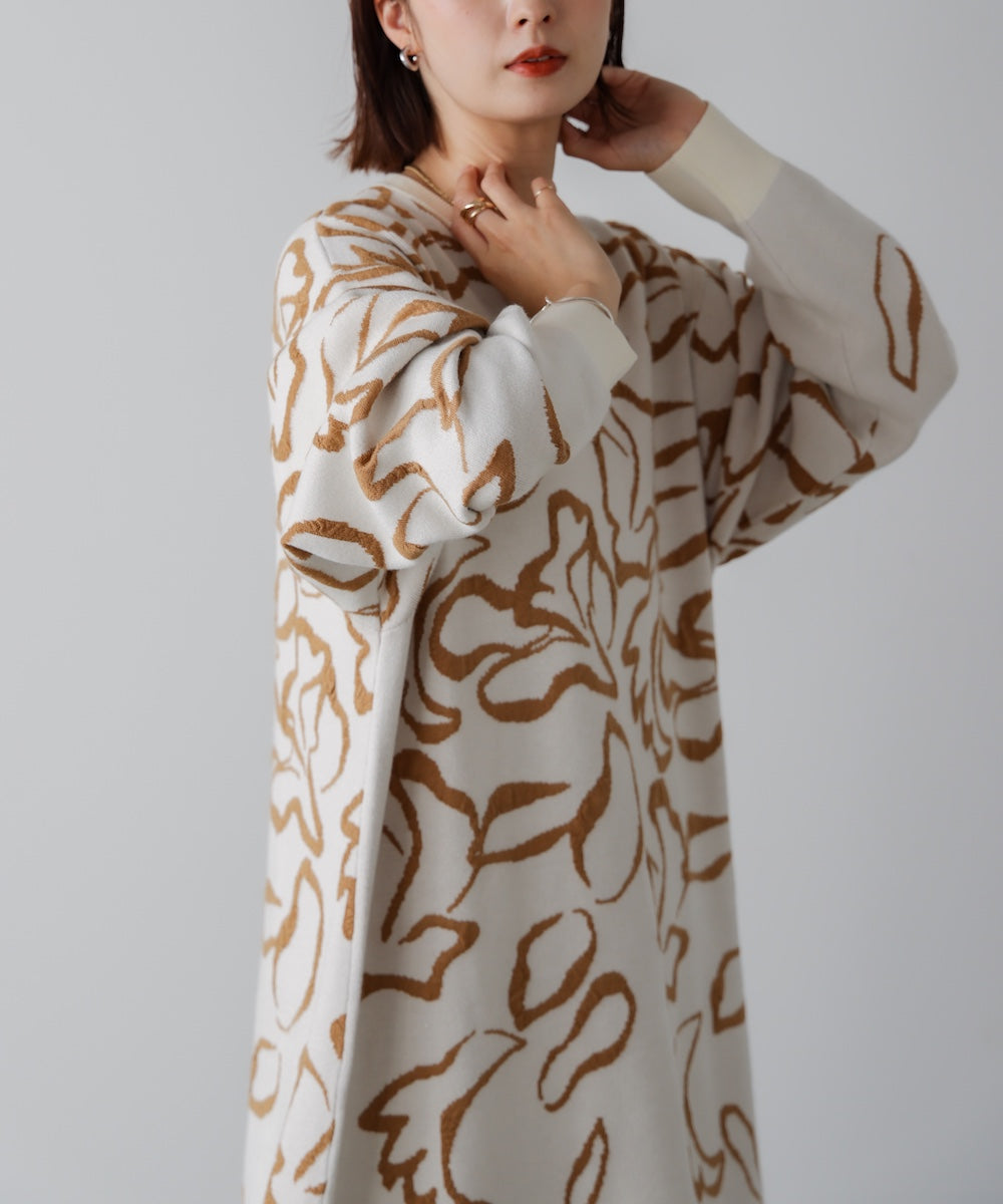 袋ジャガード柄マキシワンピース