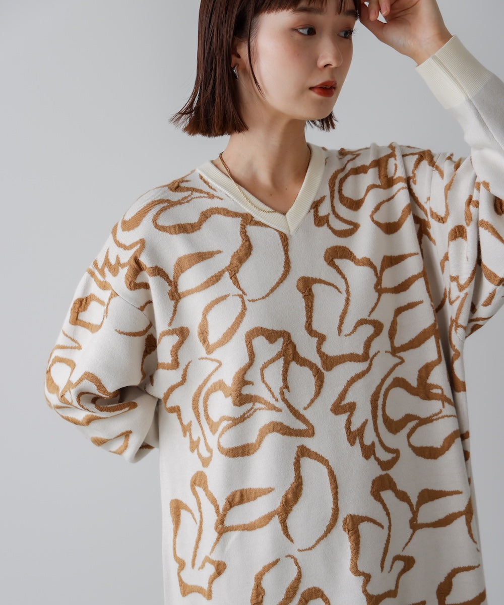 袋ジャガード柄マキシワンピース