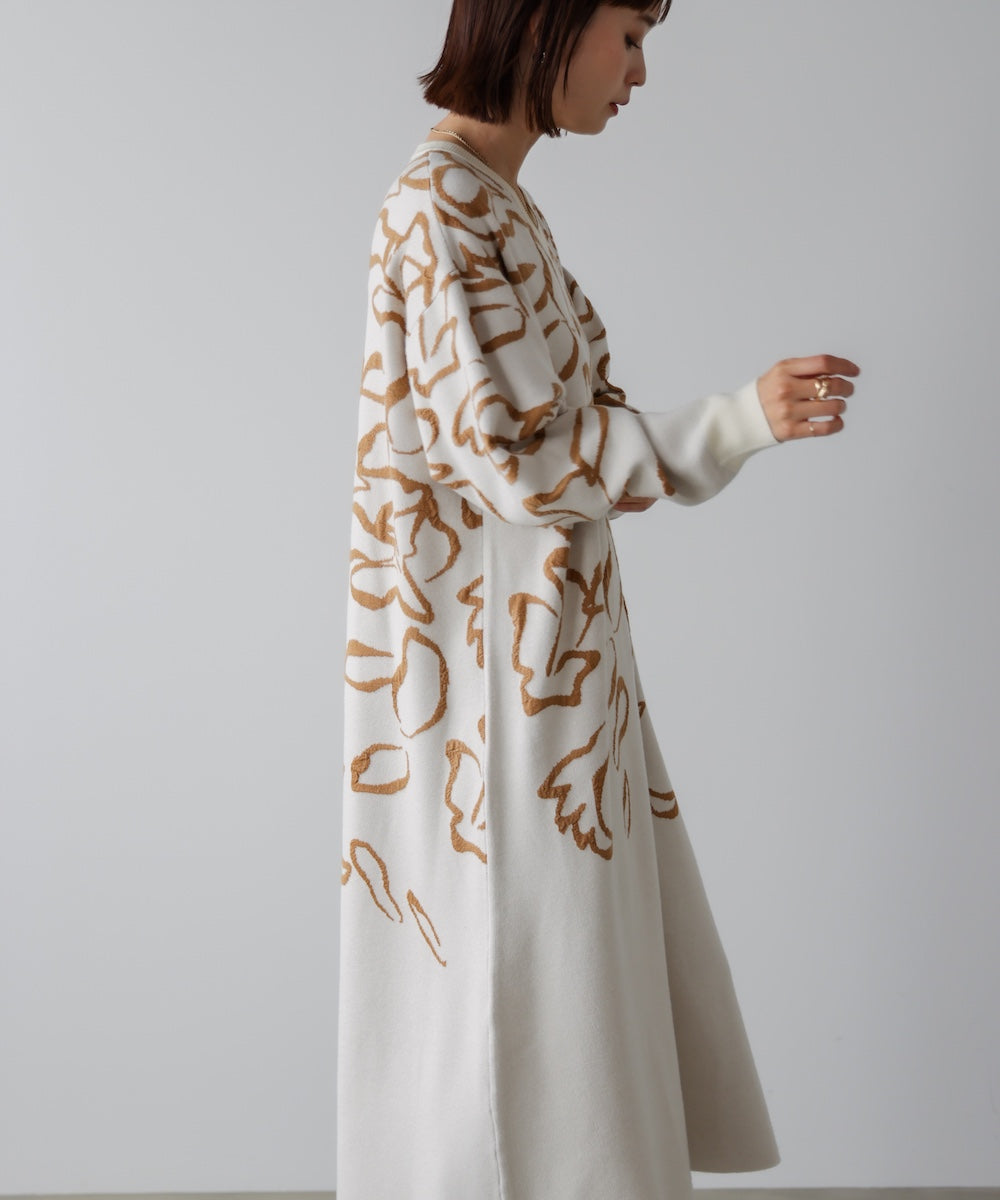 袋ジャガード柄マキシワンピース