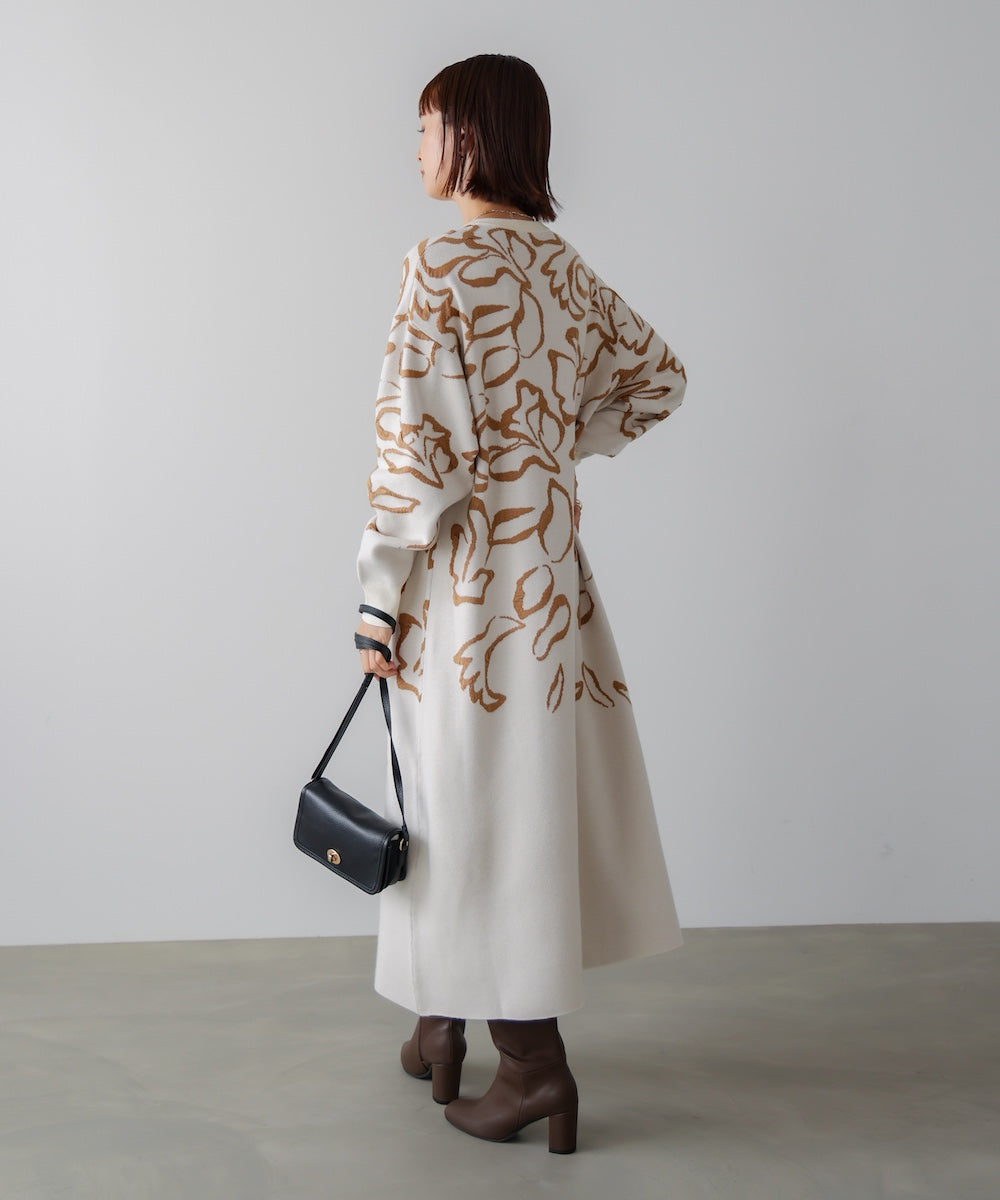 袋ジャガード柄マキシワンピース