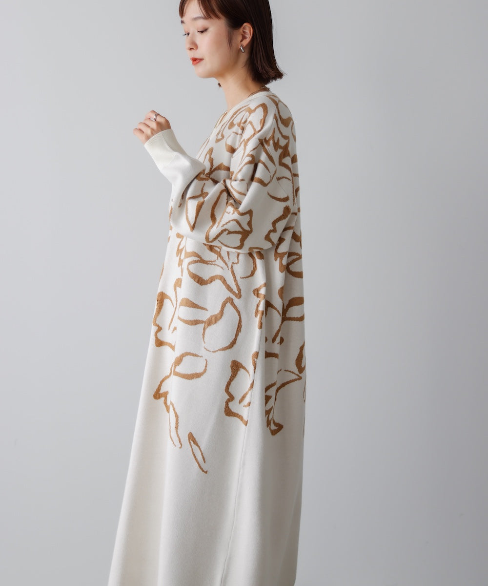 袋ジャガード柄マキシワンピース