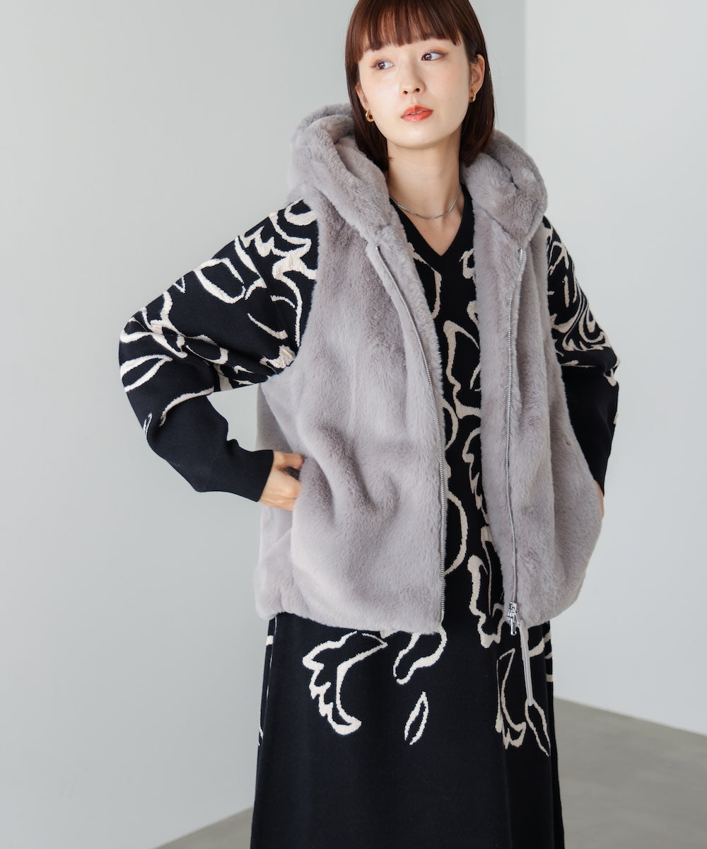 袋ジャガード柄マキシワンピース