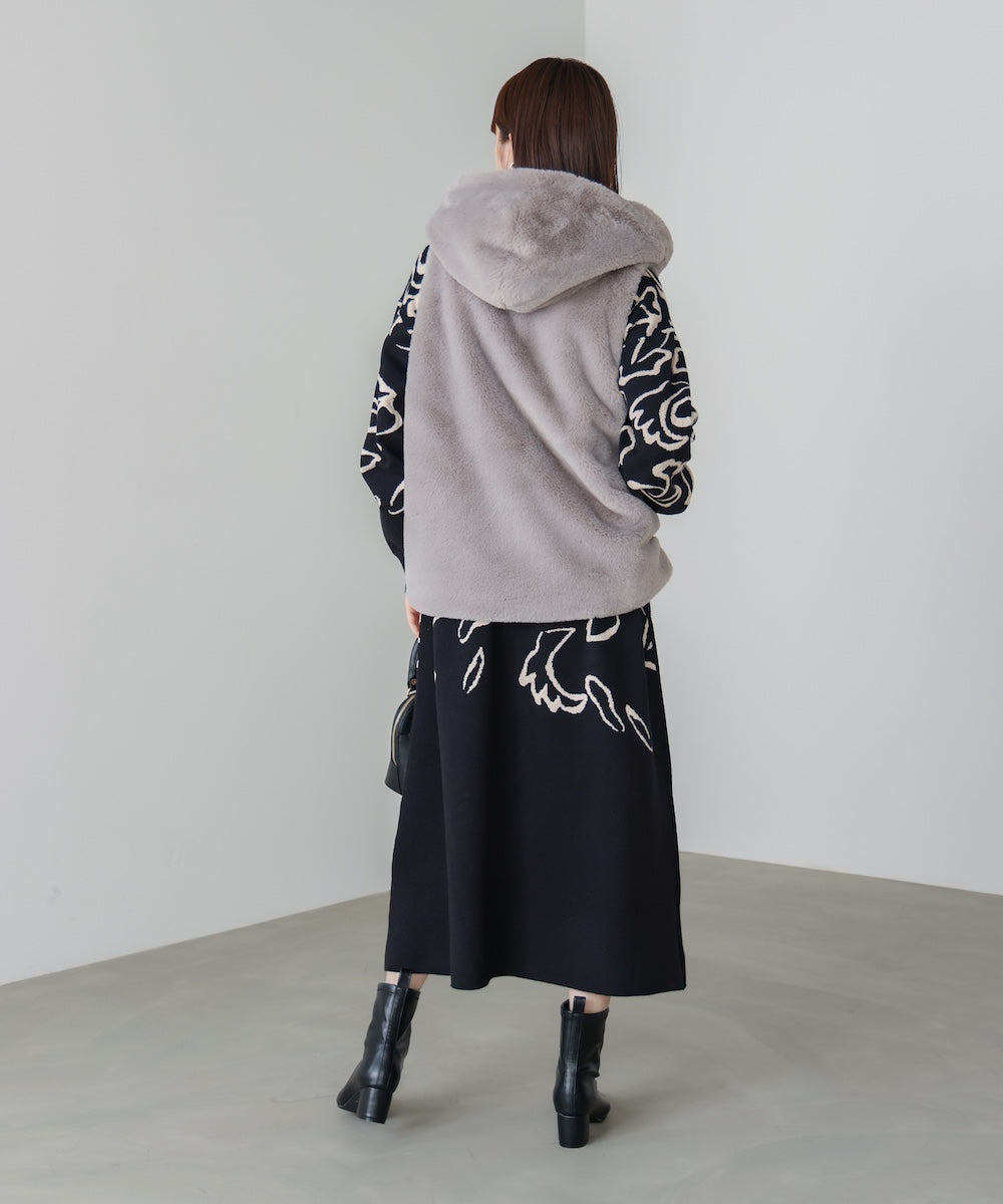 袋ジャガード柄マキシワンピース