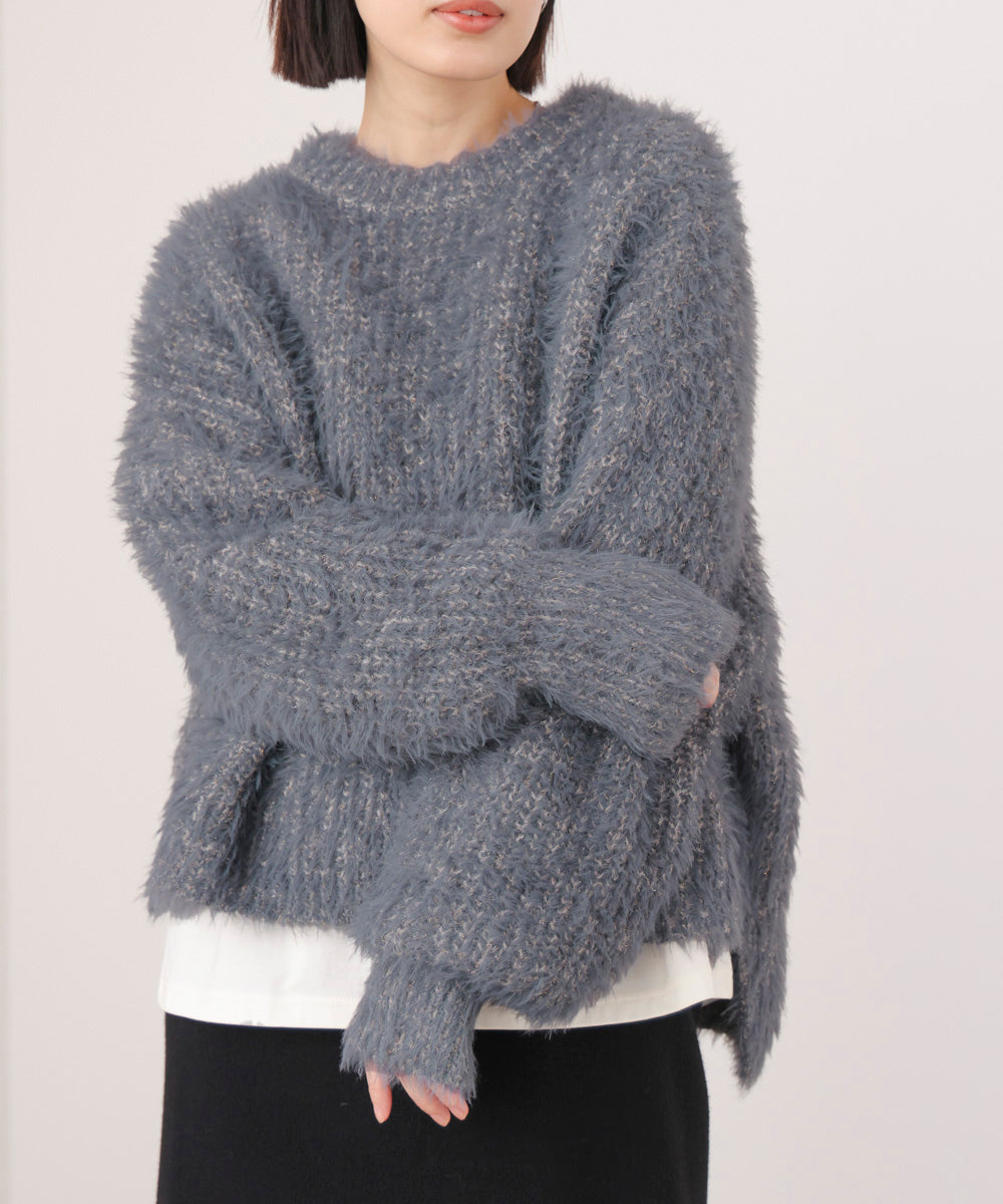 シャギーミックスニットプルオーバー