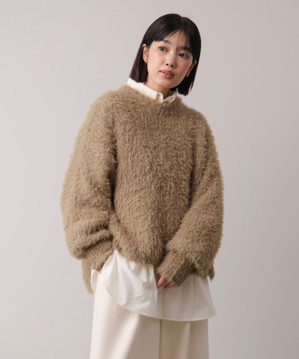 シャギーミックスニットプルオーバー