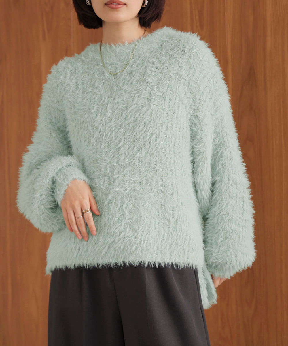 シャギーミックスニットプルオーバー