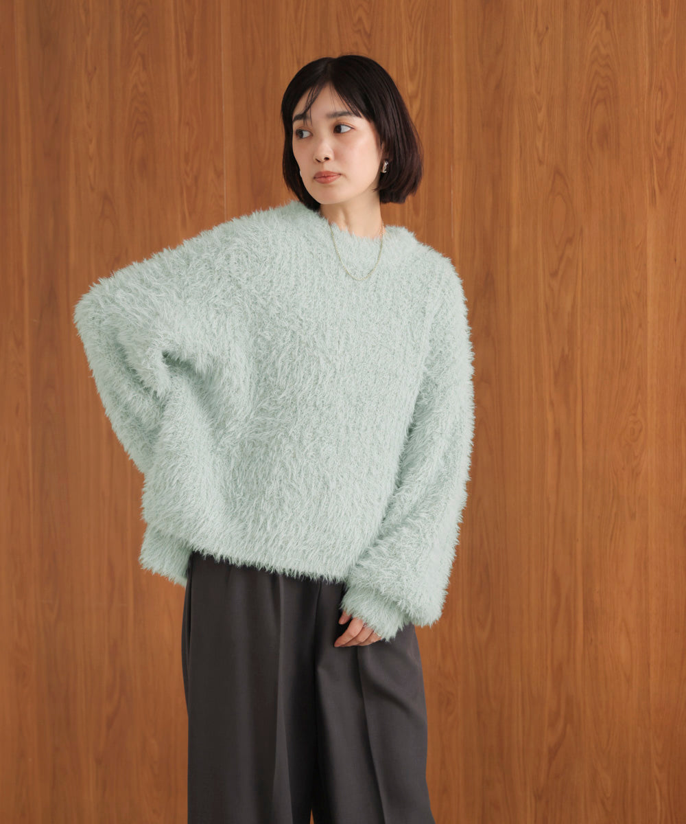 シャギーミックスニットプルオーバー