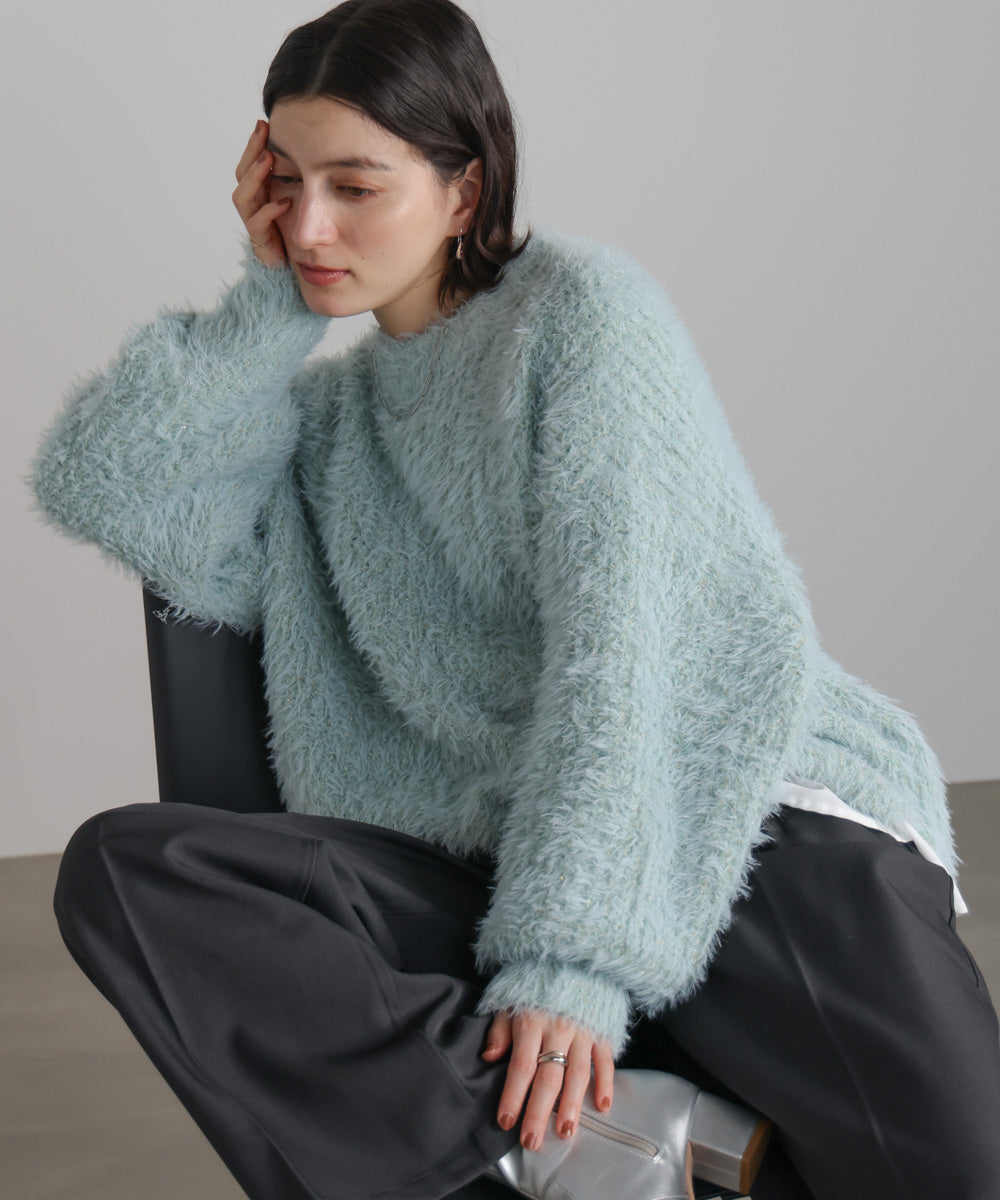 シャギーミックスニットプルオーバー