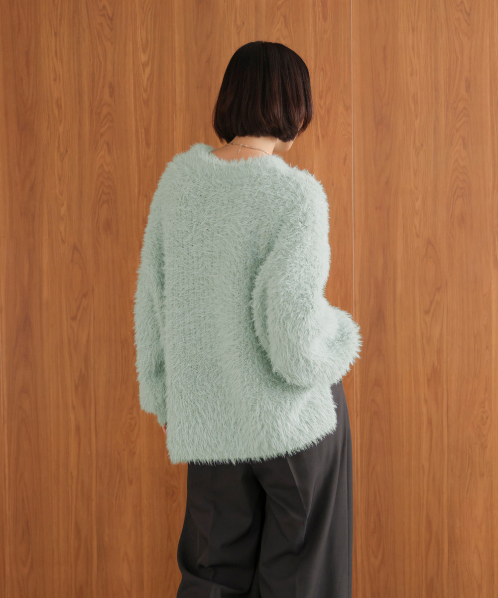 シャギーミックスニットプルオーバー