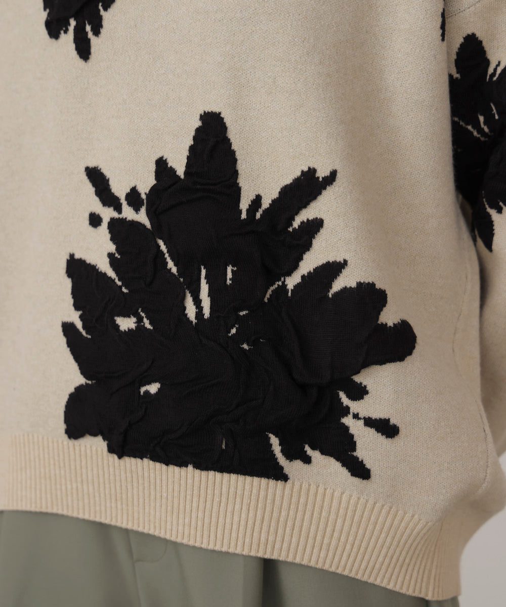 フラワージャガード柄ニットプルオーバー