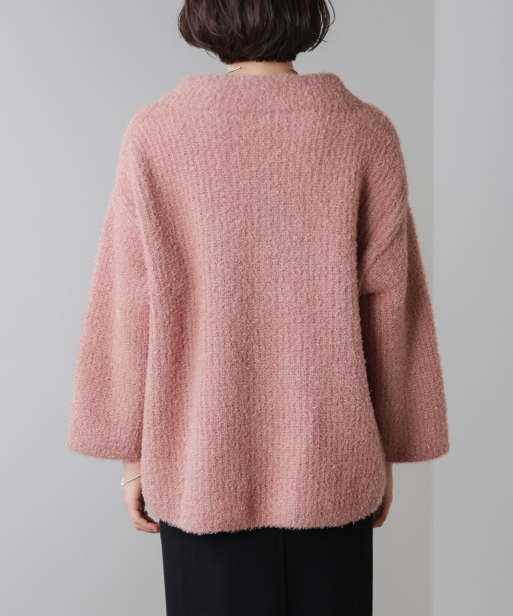 フィルムラメハイネックニット