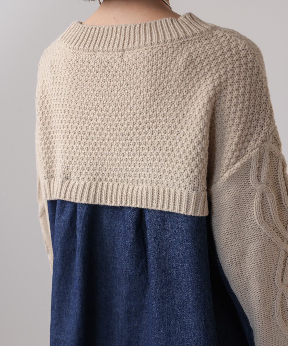 デニムコンビAラインニット