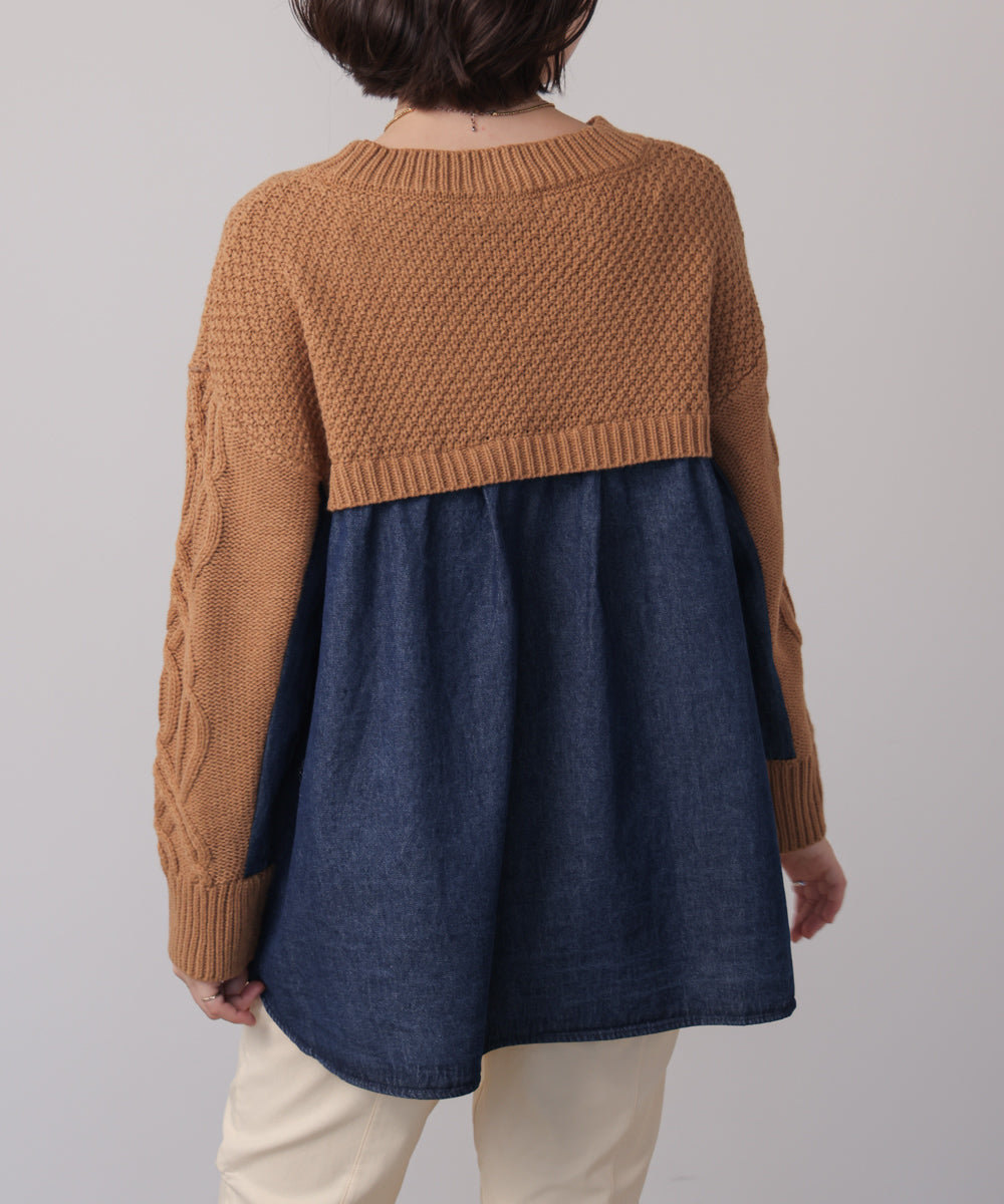 デニムコンビAラインニット