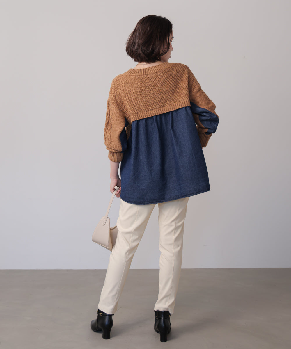 デニムコンビAラインニット