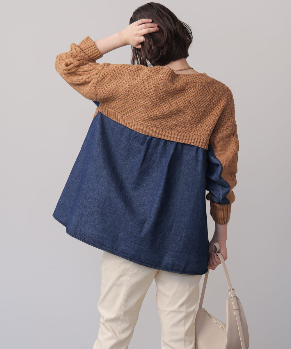 デニムコンビAラインニット