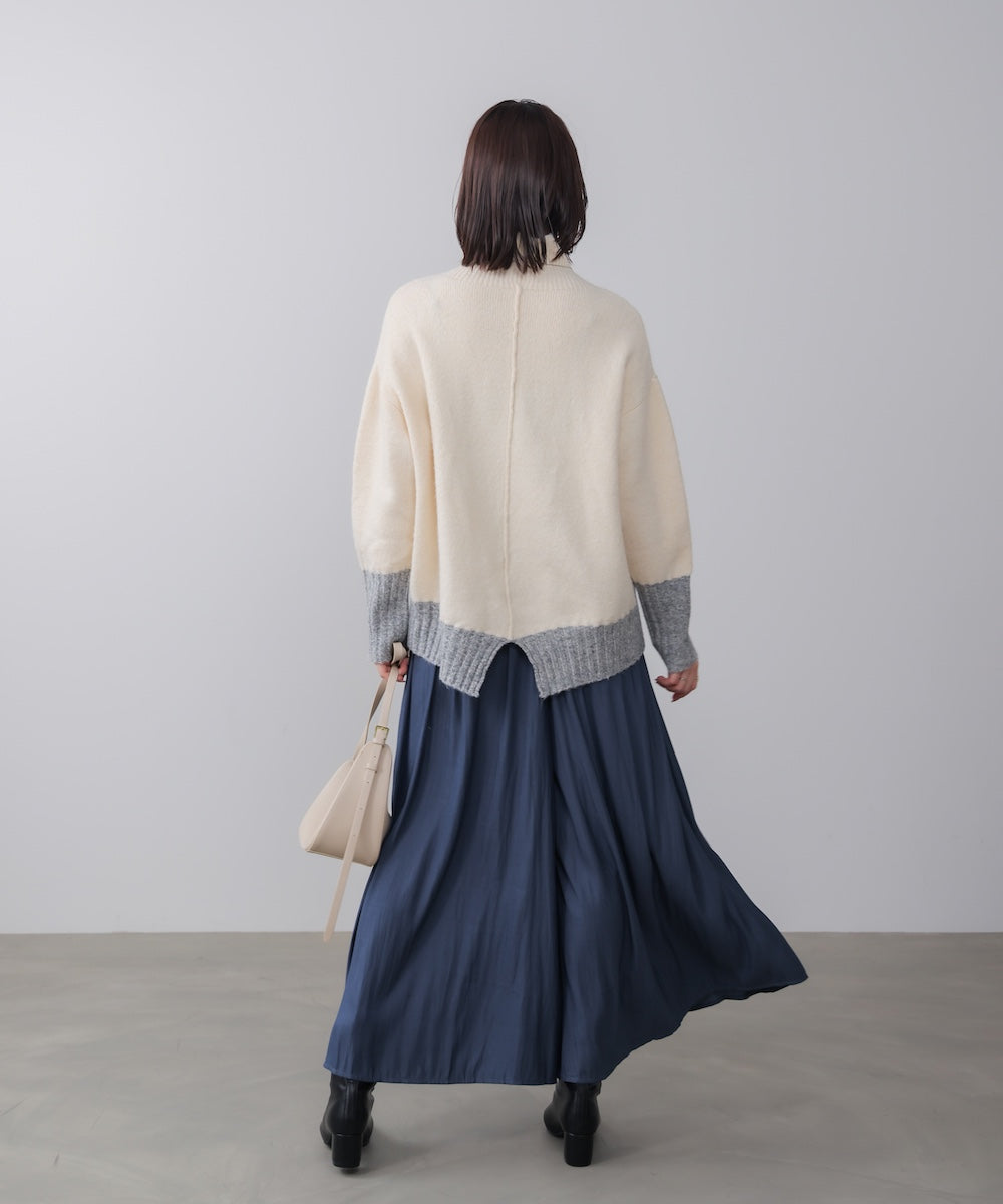 MIX配色ストレッチニットプルオーバー