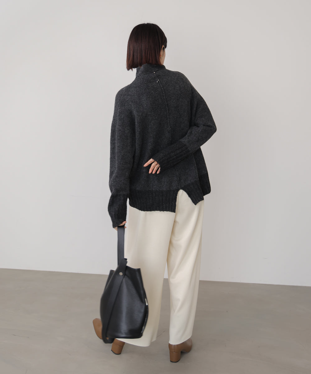MIX配色ストレッチニットプルオーバー