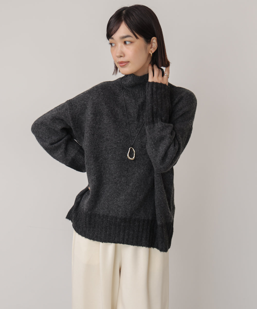 MIX配色ストレッチニットプルオーバー