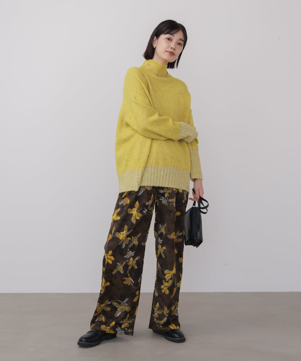 MIX配色ストレッチニットプルオーバー