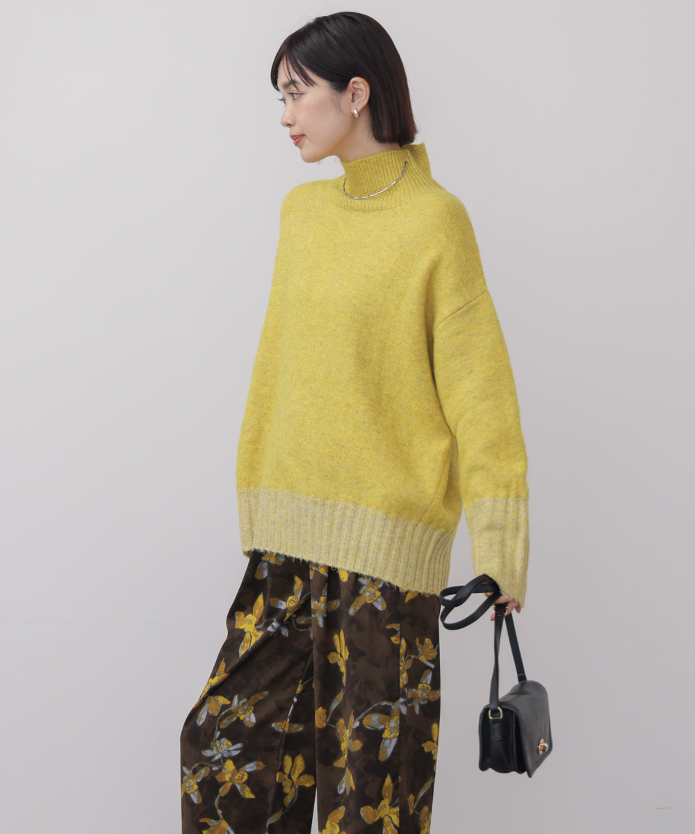 MIX配色ストレッチニットプルオーバー