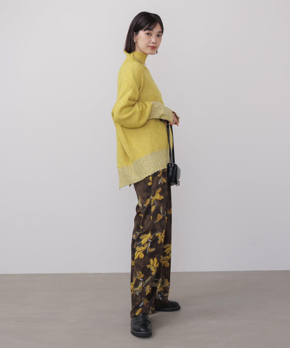 MIX配色ストレッチニットプルオーバー