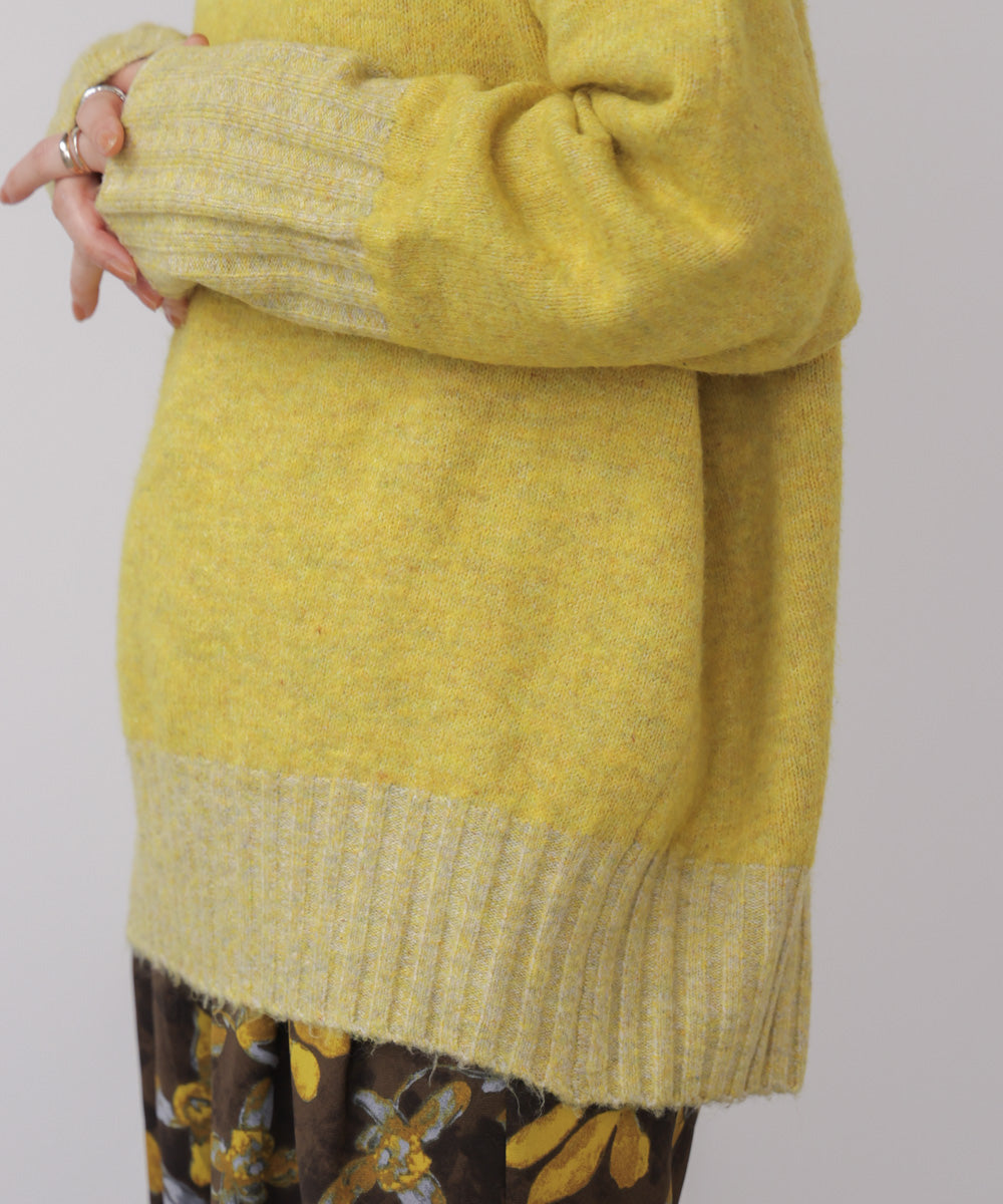 MIX配色ストレッチニットプルオーバー