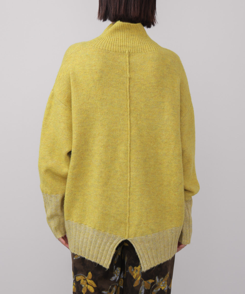 MIX配色ストレッチニットプルオーバー