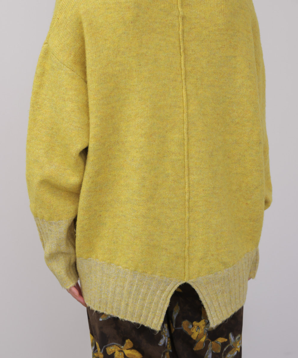 MIX配色ストレッチニットプルオーバー