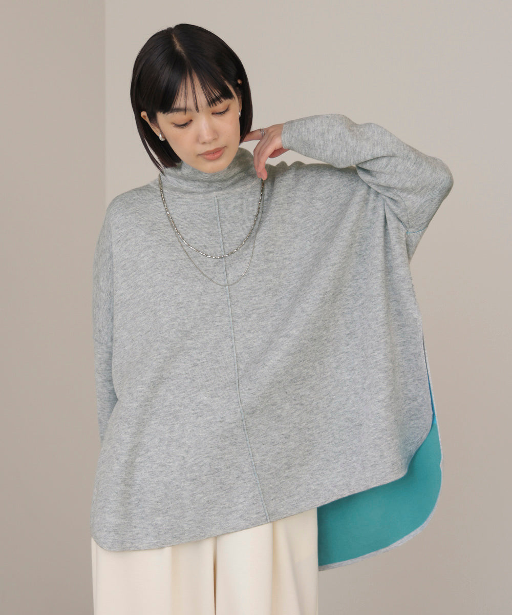 【リバーシブル】Wフェイスポンチョ風ニット