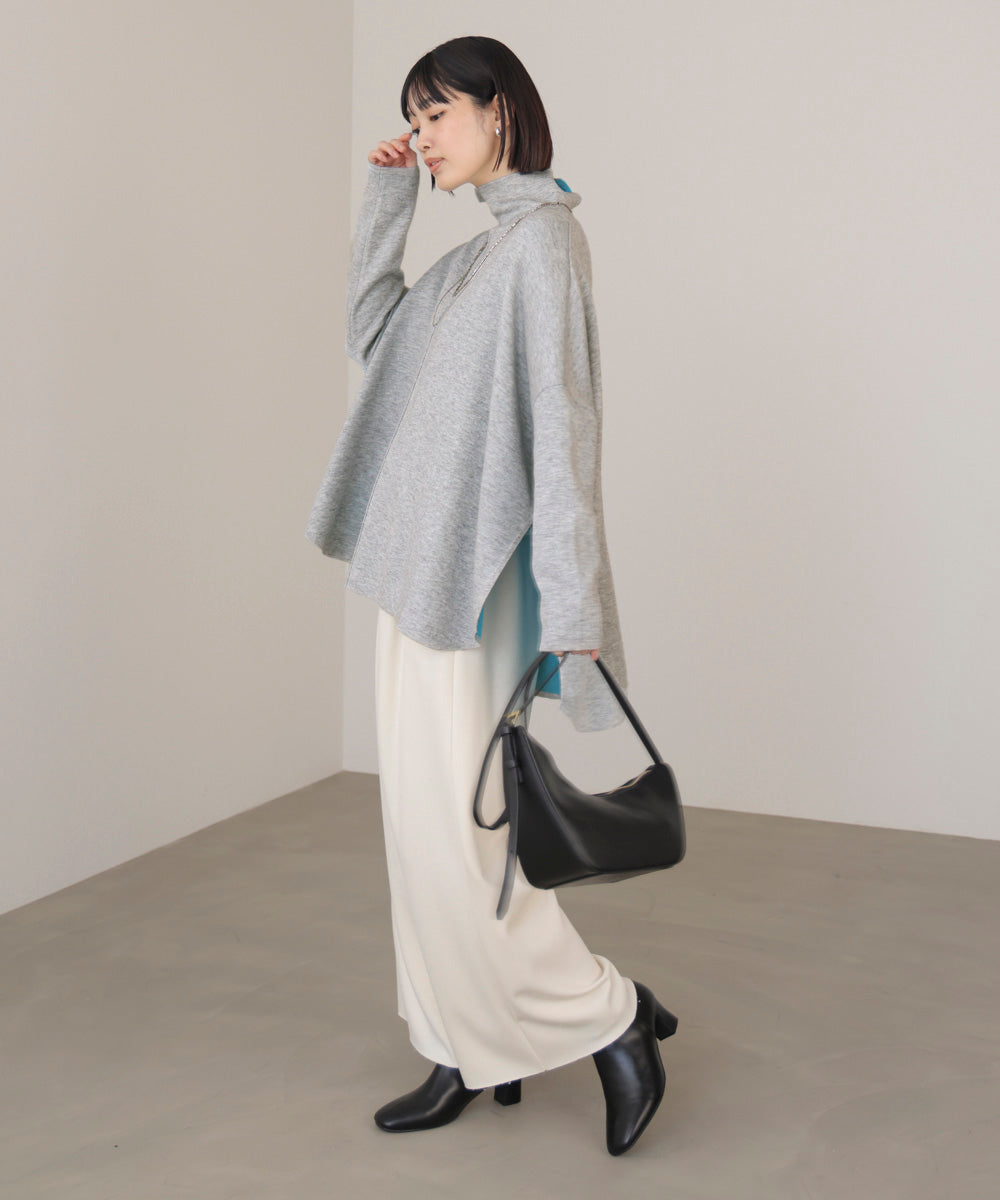 【リバーシブル】Wフェイスポンチョ風ニット