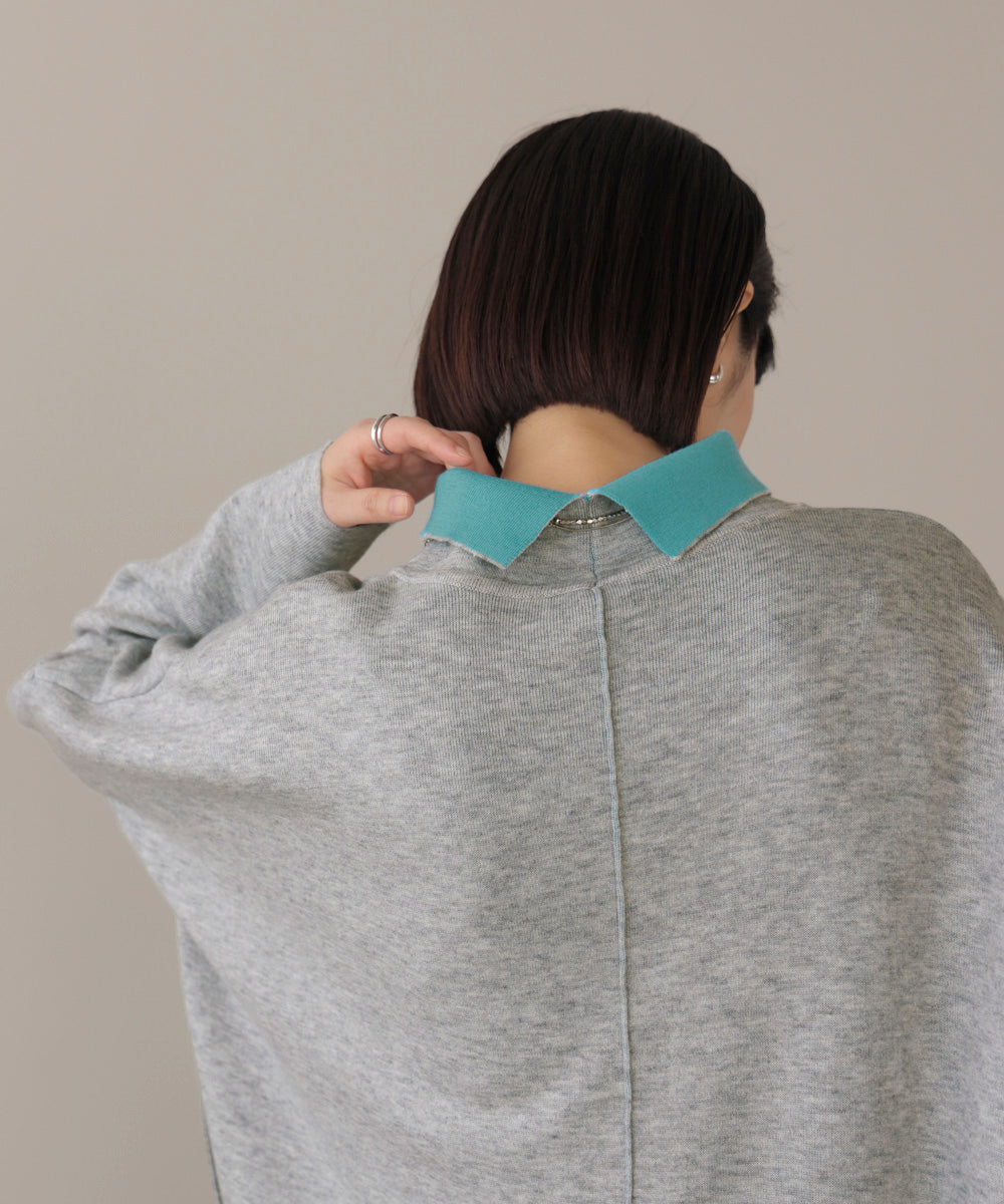 【リバーシブル】Wフェイスポンチョ風ニット