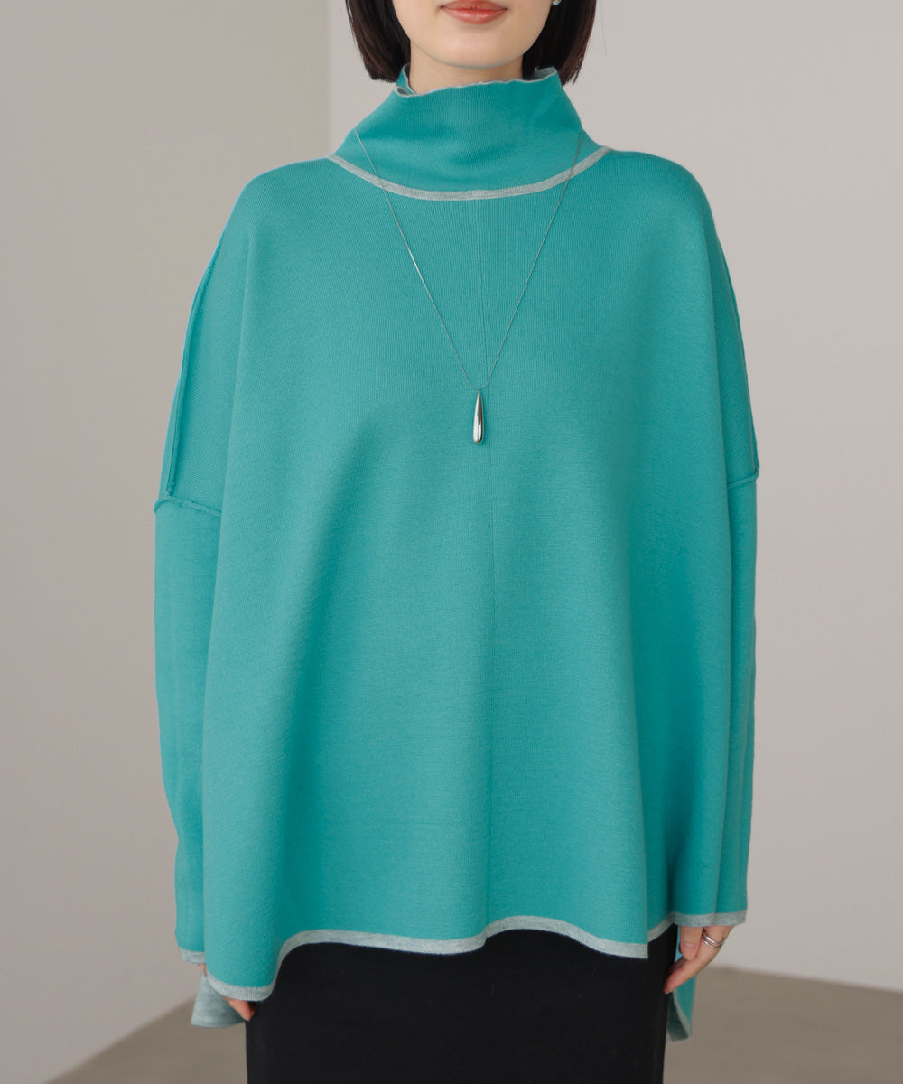 【リバーシブル】Wフェイスポンチョ風ニット