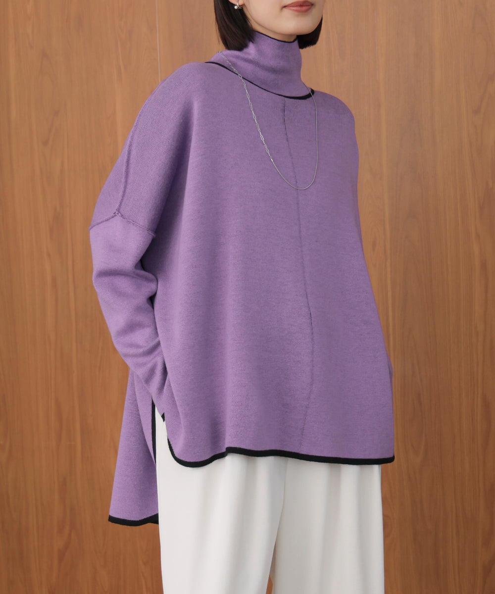 【リバーシブル】Wフェイスポンチョ風ニット