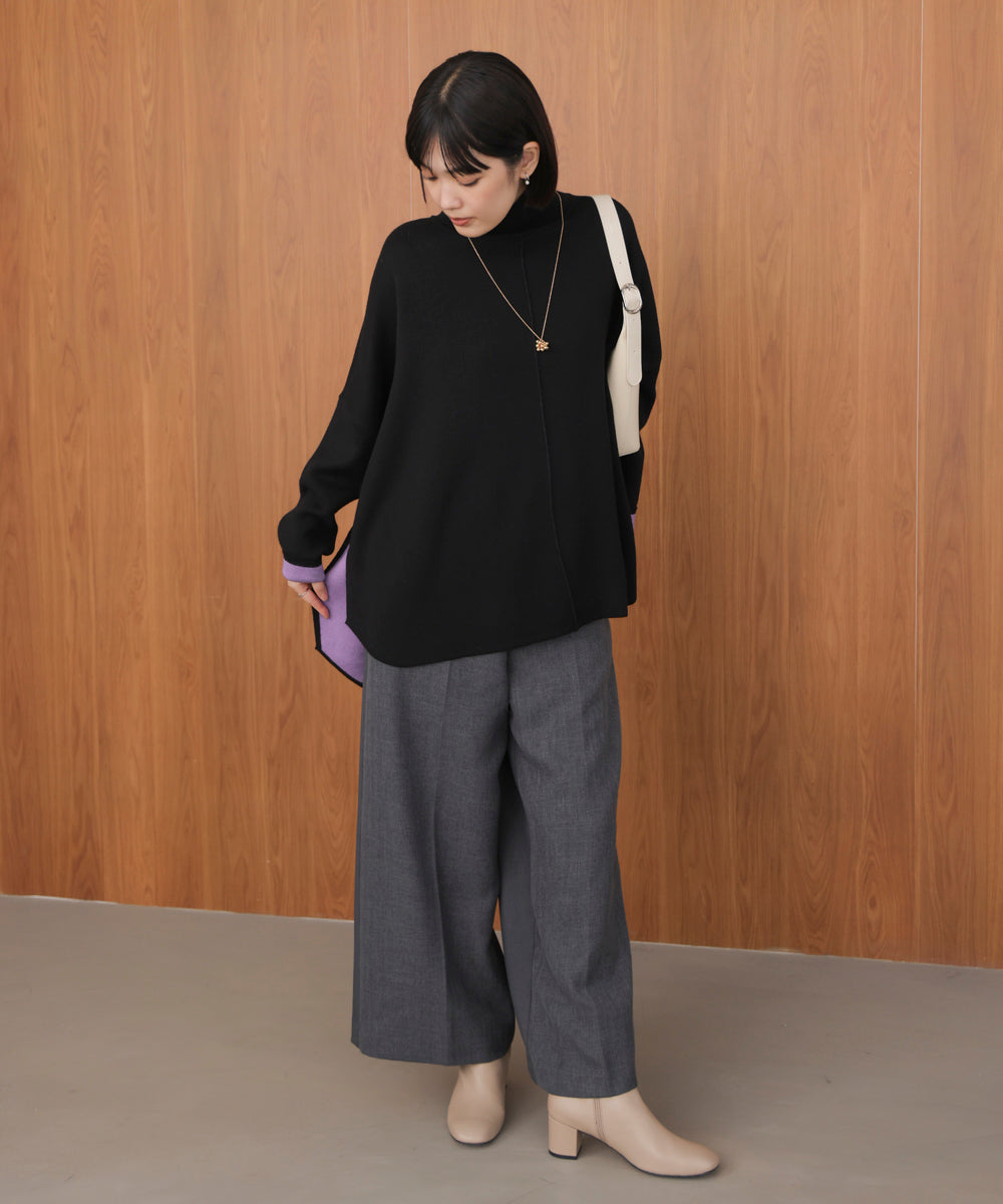 【リバーシブル】Wフェイスポンチョ風ニット