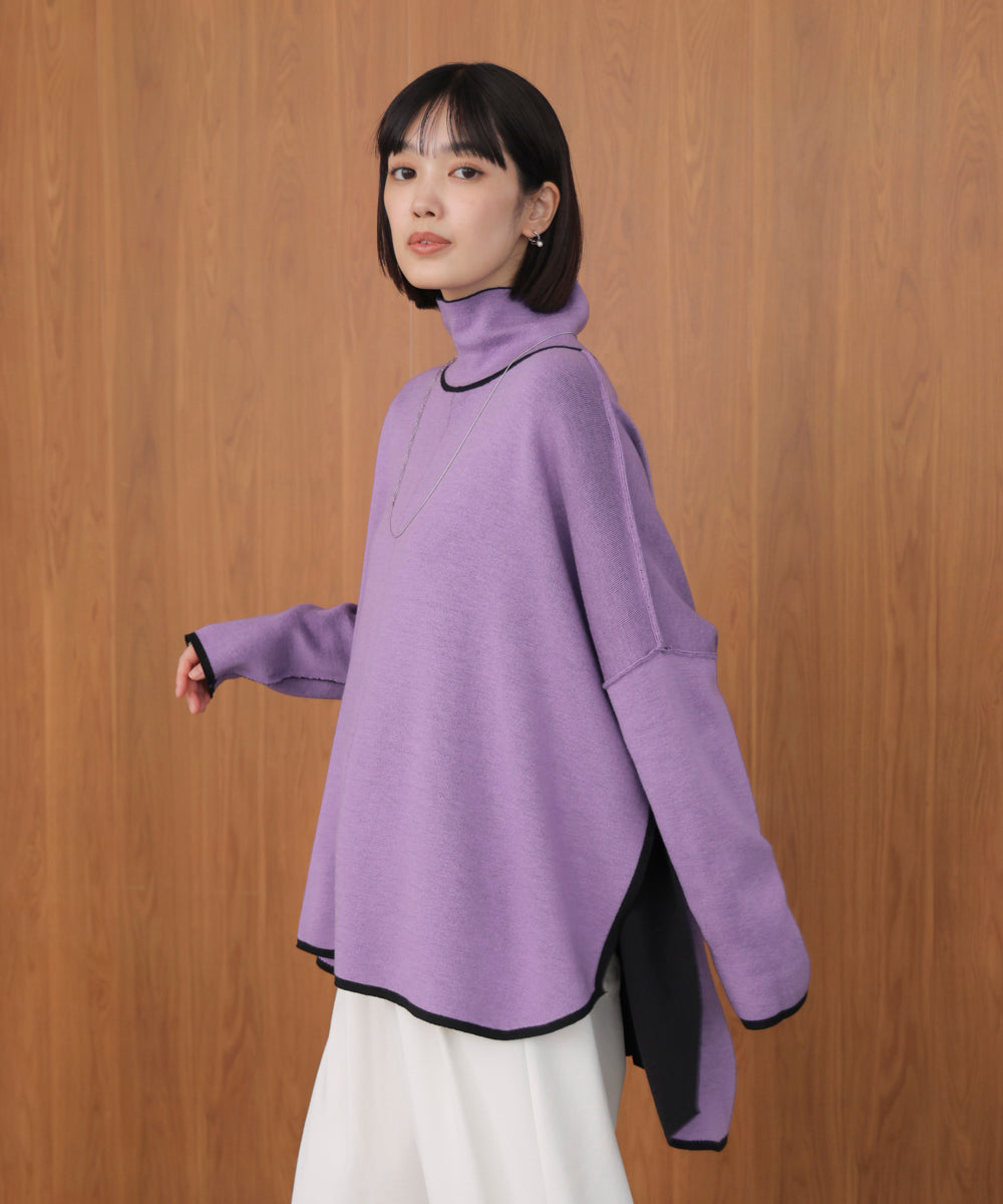 【リバーシブル】Wフェイスポンチョ風ニット