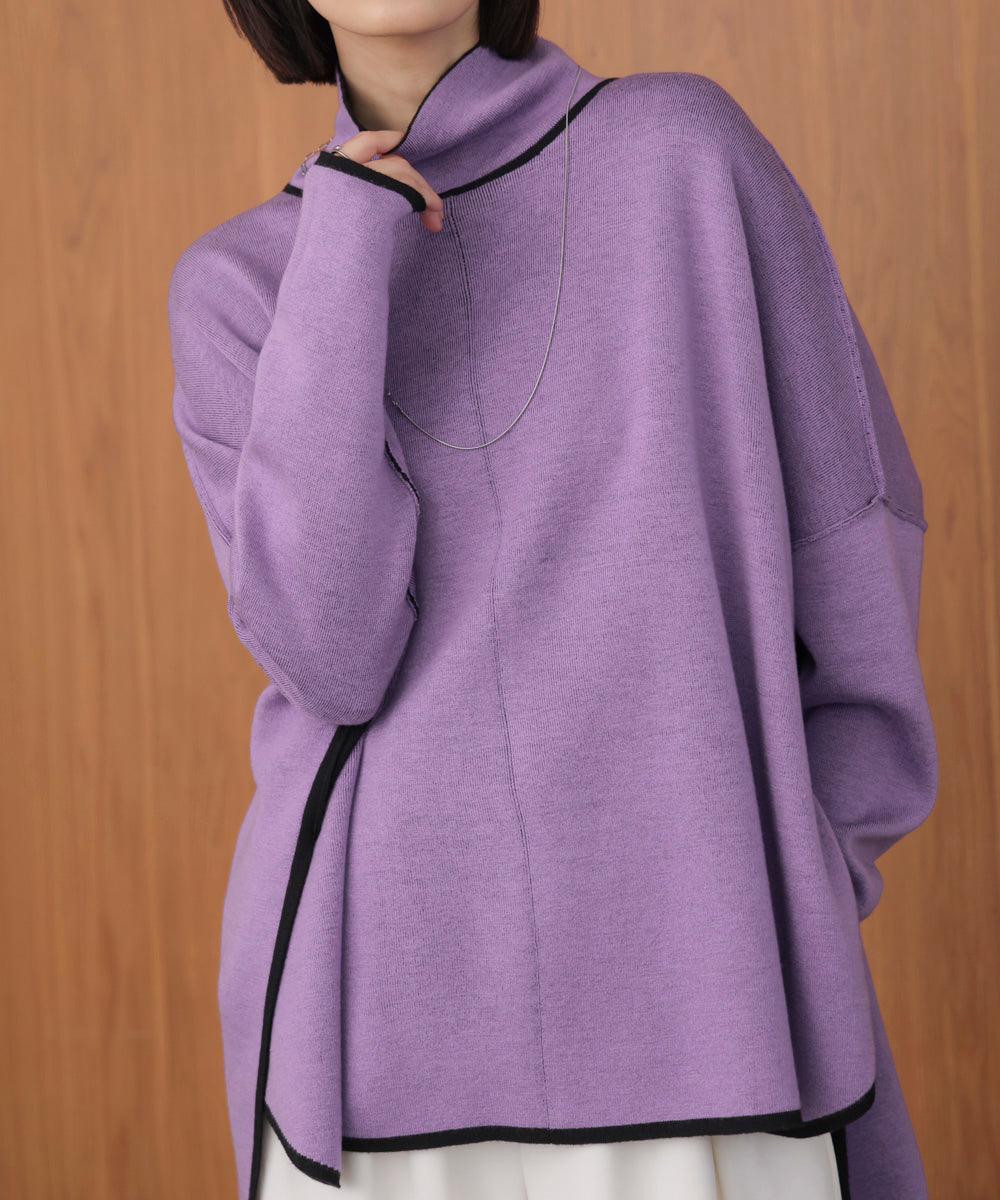 【リバーシブル】Wフェイスポンチョ風ニット