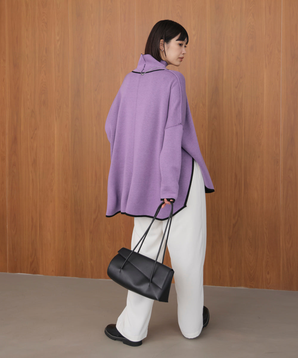 【リバーシブル】Wフェイスポンチョ風ニット