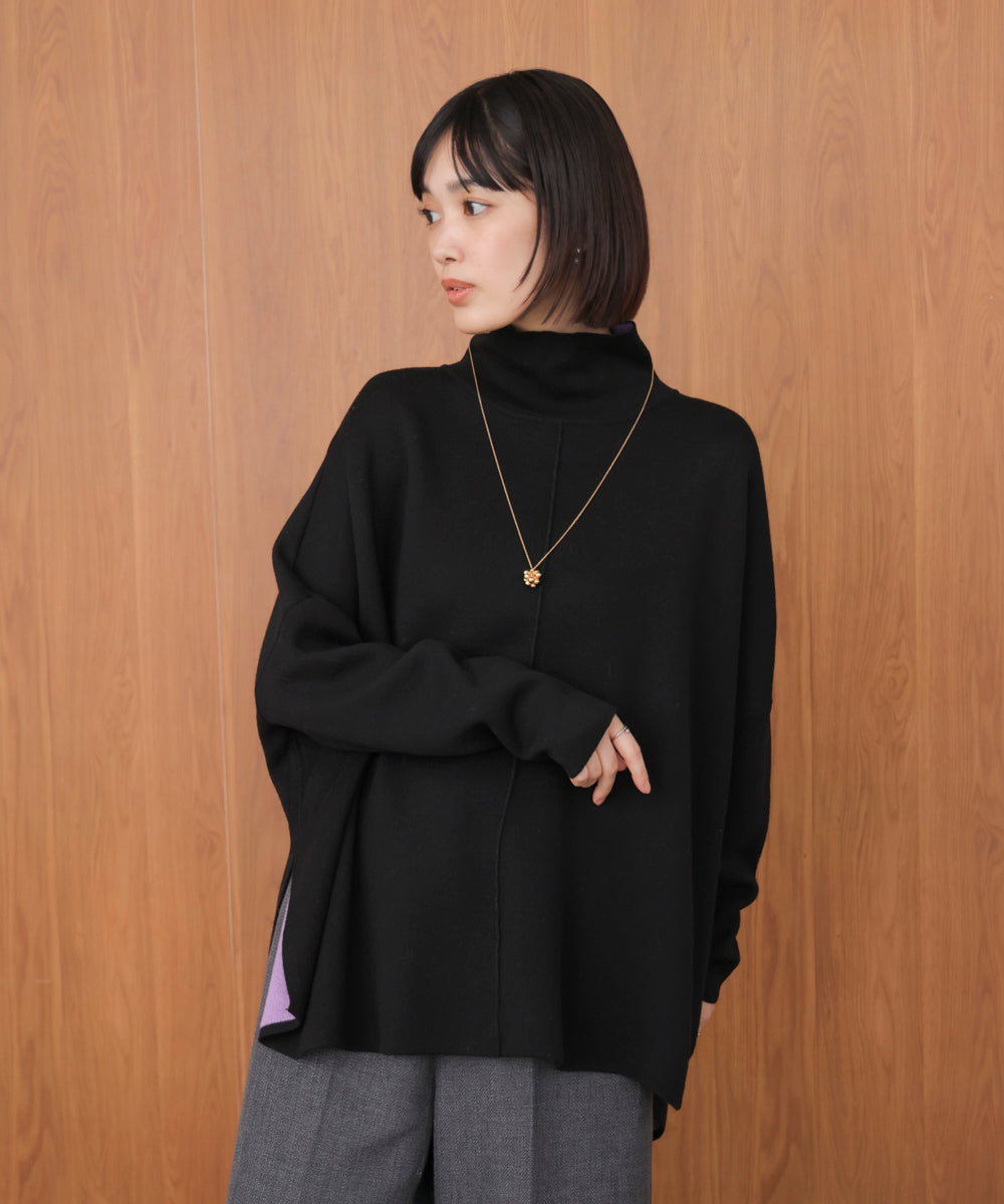 【リバーシブル】Wフェイスポンチョ風ニット