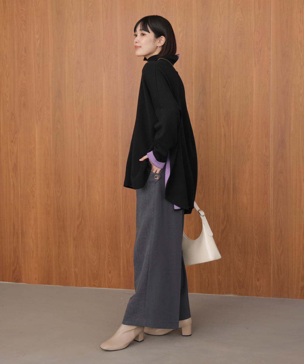 【リバーシブル】Wフェイスポンチョ風ニット