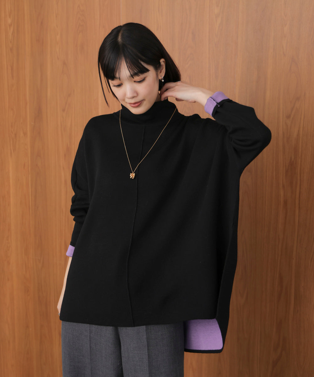 【リバーシブル】Wフェイスポンチョ風ニット