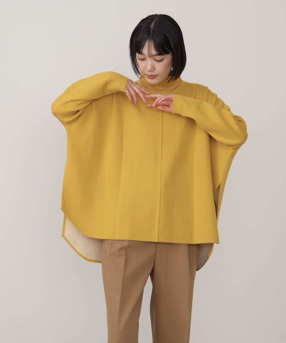 【リバーシブル】Wフェイスポンチョ風ニット