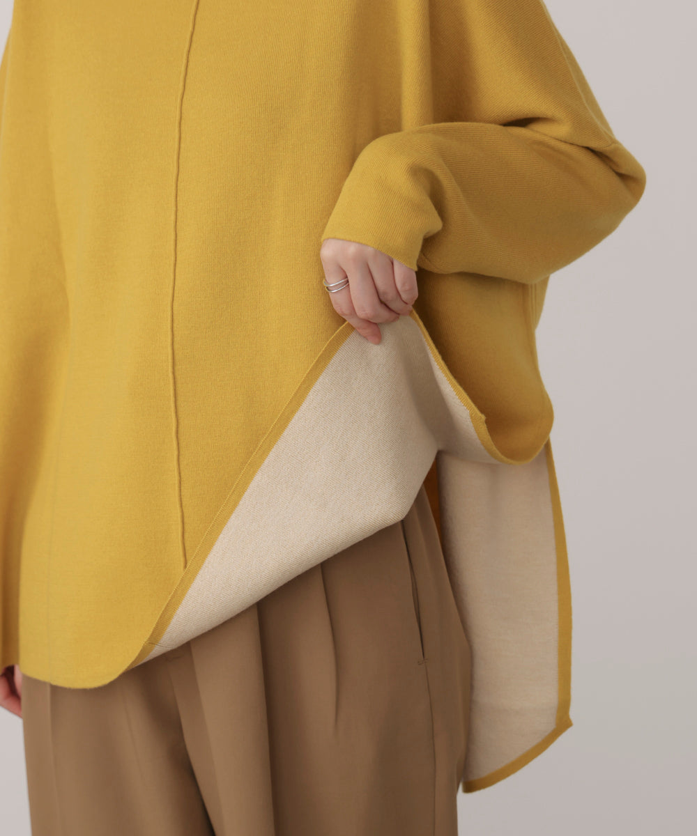 【リバーシブル】Wフェイスポンチョ風ニット