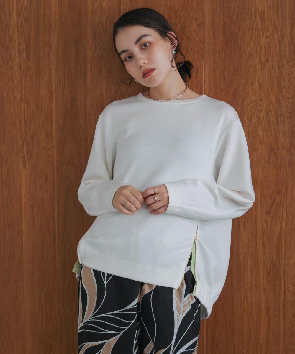 シルキーダンボールサイドファスナープルオーバー