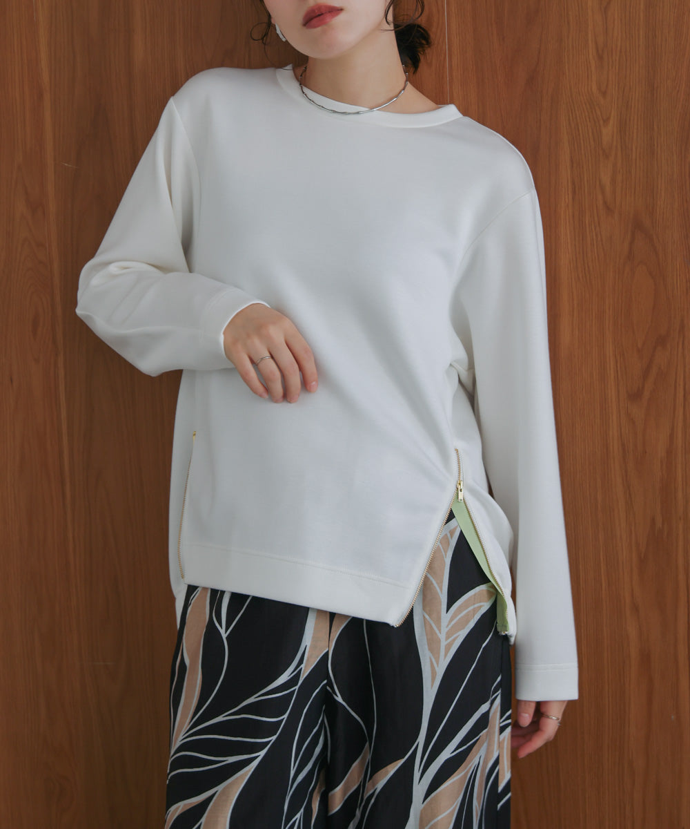 シルキーダンボールサイドファスナープルオーバー