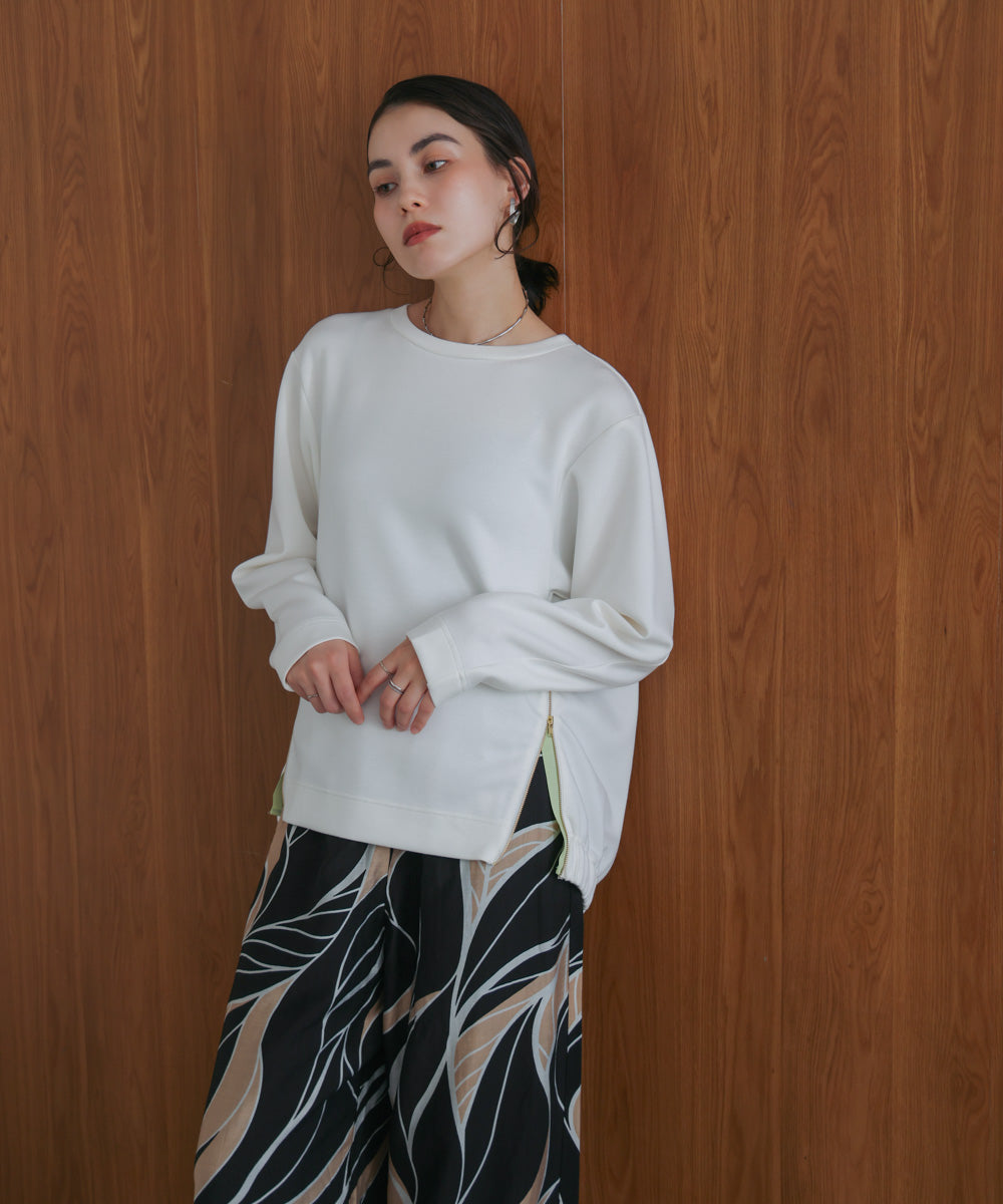 シルキーダンボールサイドファスナープルオーバー