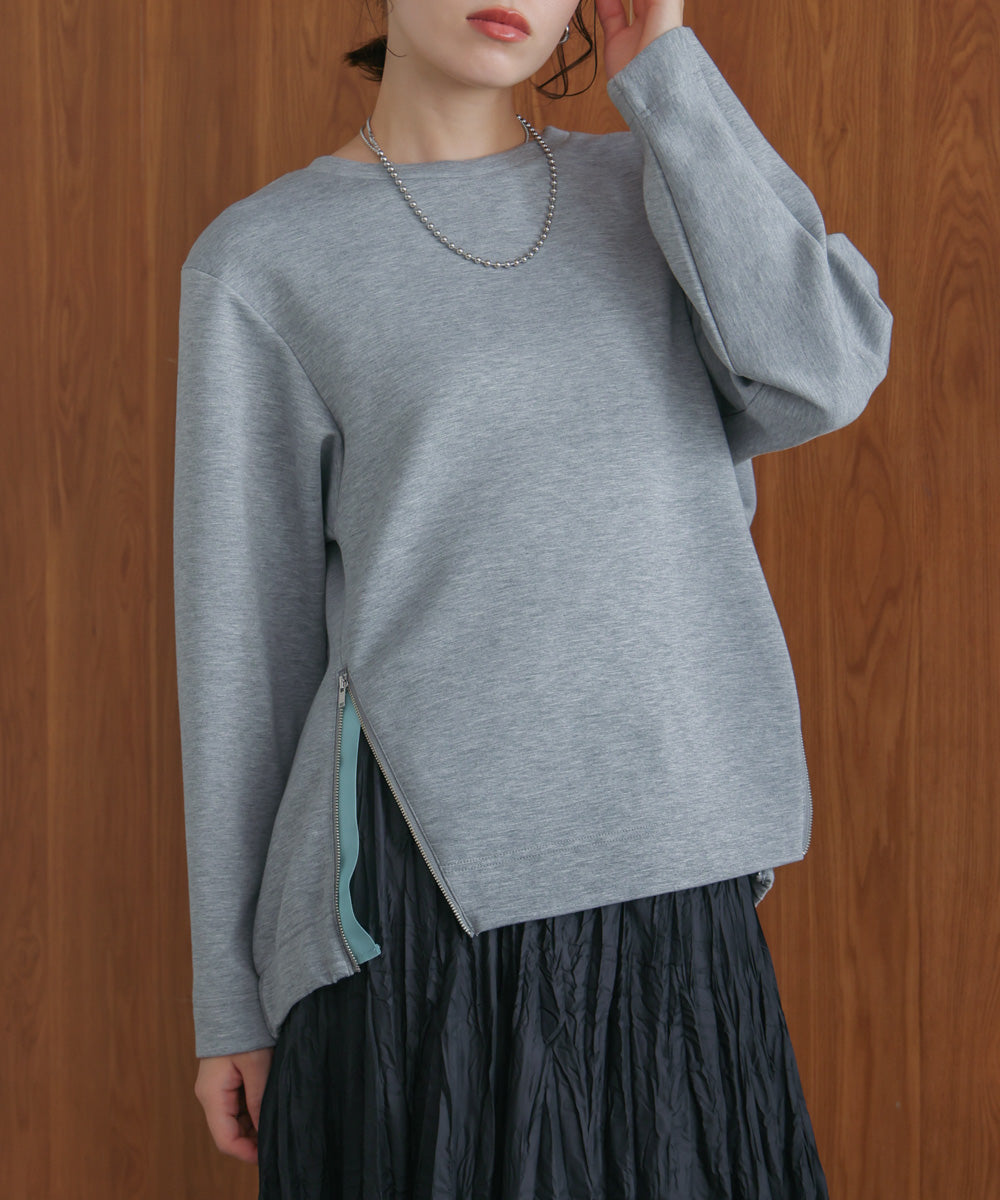 シルキーダンボールサイドファスナープルオーバー